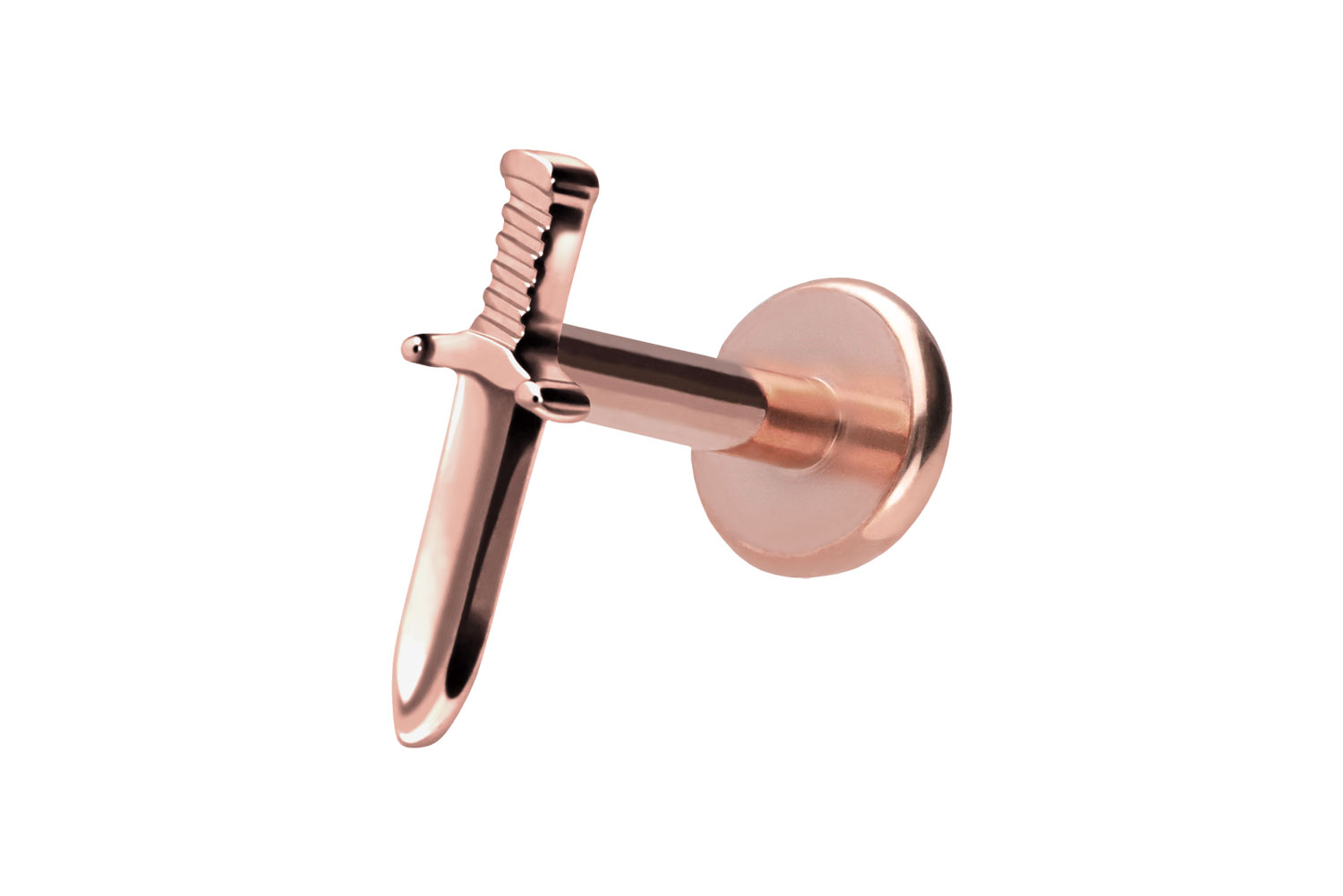 Titan Labret Piercing mit Push Fit SCHWERT